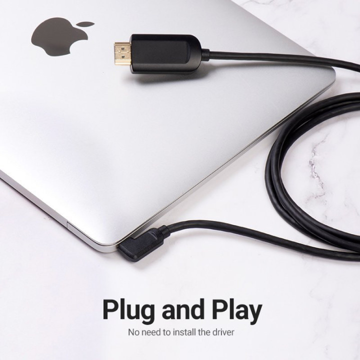 Кабел Vention Type-C to HDMI Cable Right Angle 1.5M Black - CGVBG