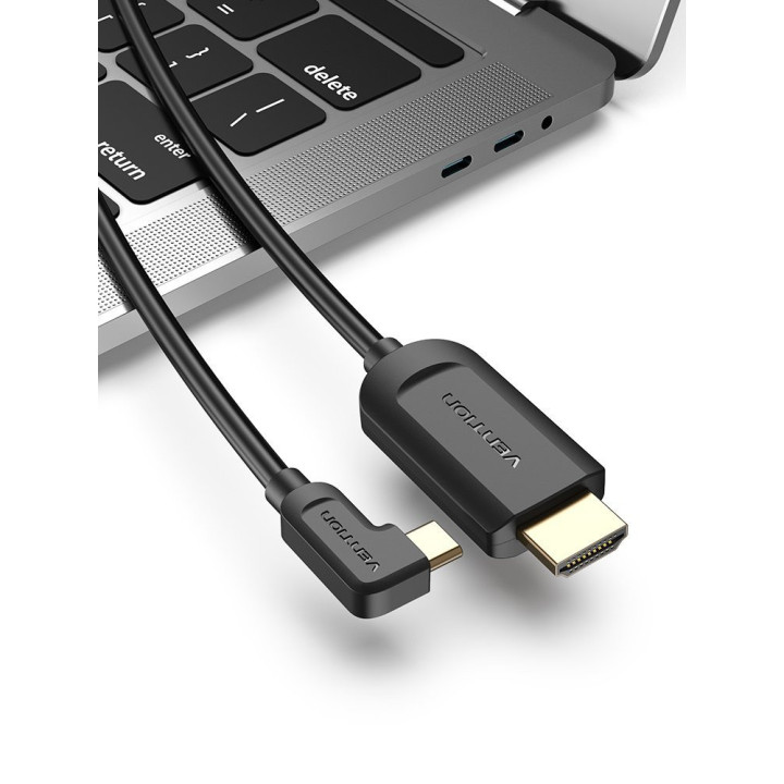 Кабел Vention Type-C to HDMI Cable Right Angle 1.5M Black - CGVBG