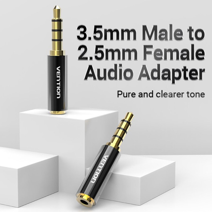 Адаптер Vention Audio 3.5mm M / 2.5mm F  Black Metal - BFBB0