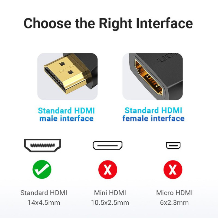 Адаптер Vention HDMI Vertical Flat 270 Degree M/F - AIQB0