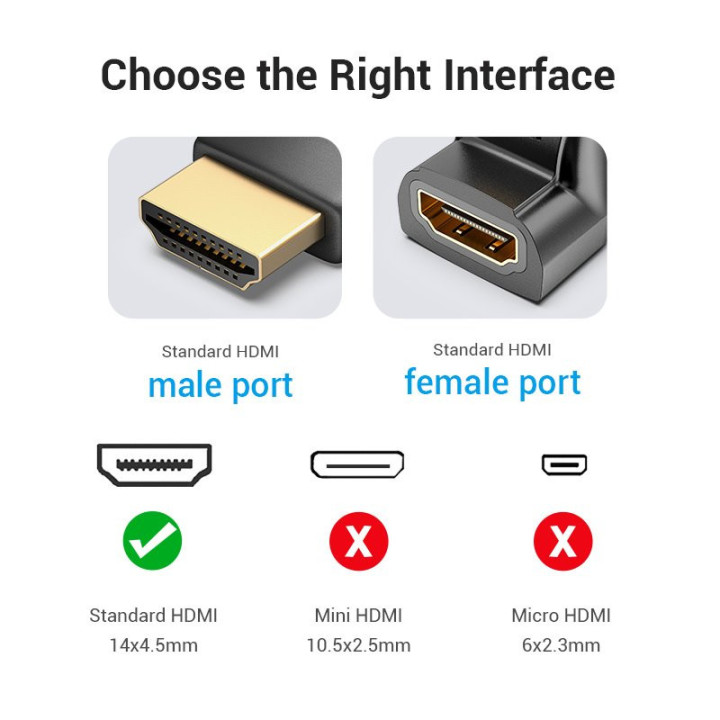 Адаптер Vention HDMI Right Angle 270 Degree M/F - AINB0