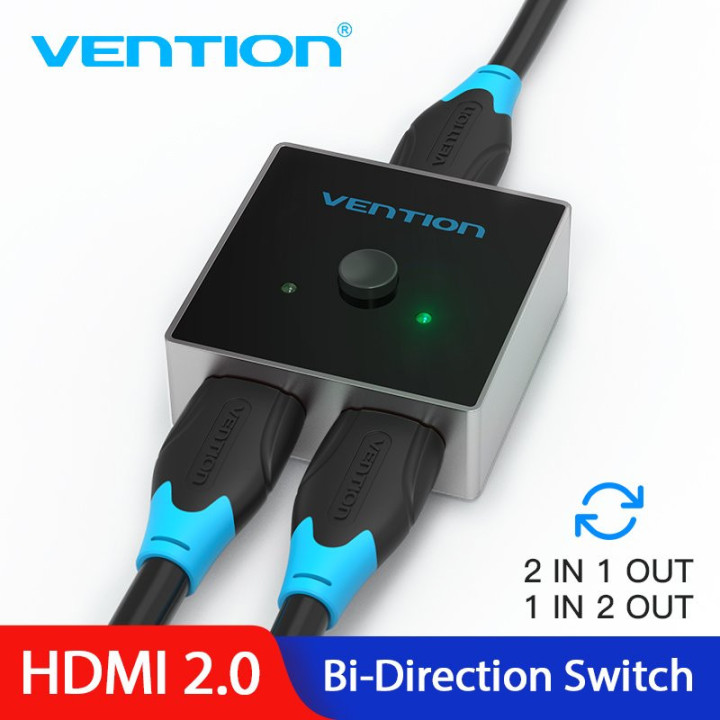 Разклонител превключвател Vention HDMI 2.0 Switcher/Splitter 2-Port Bi-Direction - Grey Aluminium - AFLH0