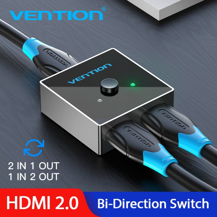 Разклонител превключвател Vention HDMI 2.0 Switcher/Splitter 2-Port Bi-Direction - Grey Aluminium - AFLH0