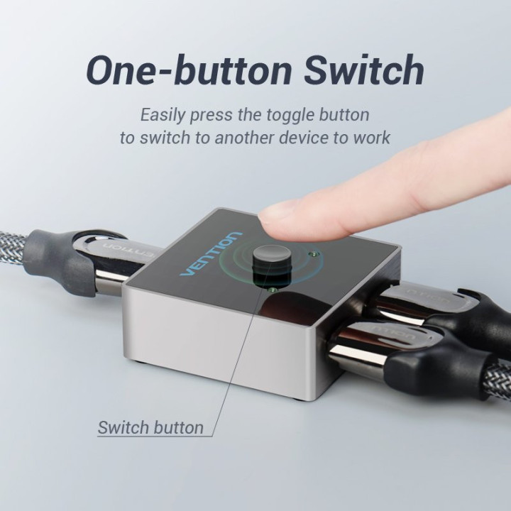 Разклонител превключвател Vention HDMI 2.0 Switcher/Splitter 2-Port Bi-Direction - Grey Aluminium - AFLH0