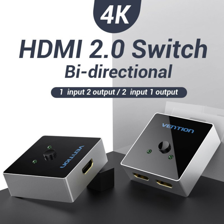 Разклонител превключвател Vention HDMI 2.0 Switcher/Splitter 2-Port Bi-Direction - Grey Aluminium - AFLH0