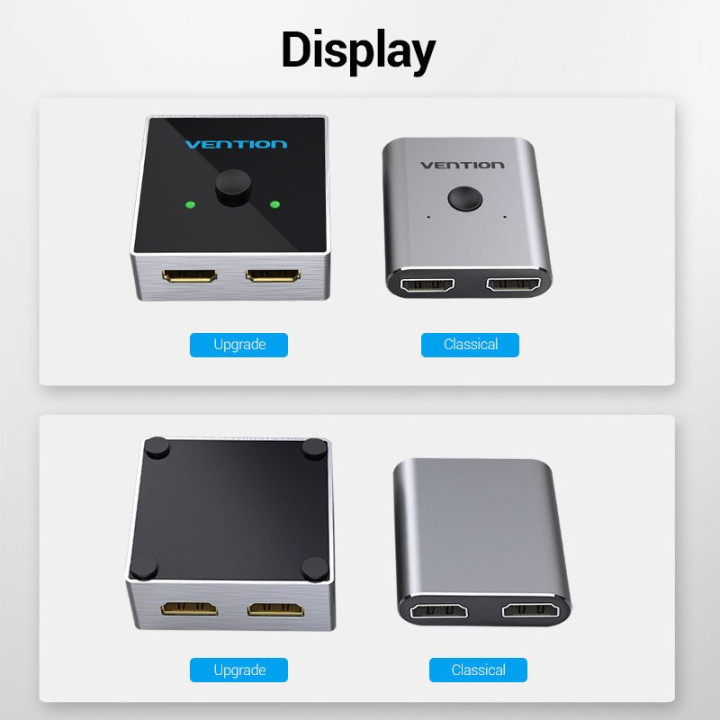 Разклонител превключвател Vention HDMI 2.0 Switcher/Splitter 2-Port Bi-Direction - Grey Aluminium - AFLH0