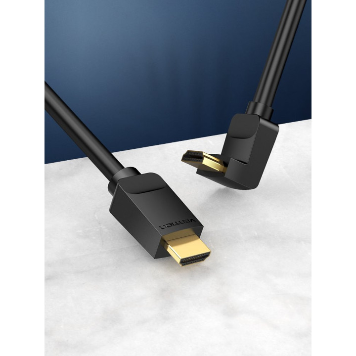 Кабел Vention HDMI Right Angle 90 Degree v2.0 M / M 4K/60Hz Gold - 2M Black - AARBH