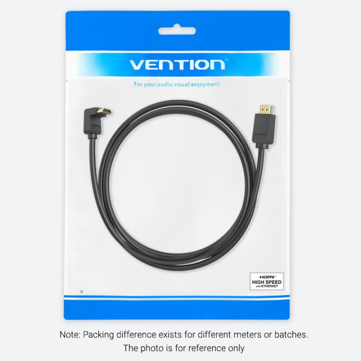Кабел Vention HDMI Right Angle 270 Degree v2.0 M / M 4K/60Hz Gold - 1.5M Black - AAQBG