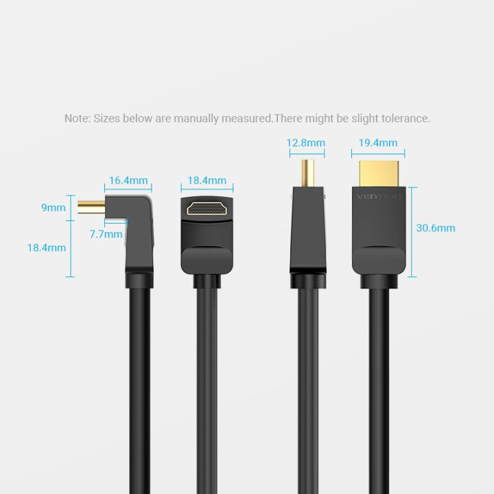 Кабел Vention HDMI Right Angle 270 Degree v2.0 M / M 4K/60Hz Gold - 1.5M Black - AAQBG