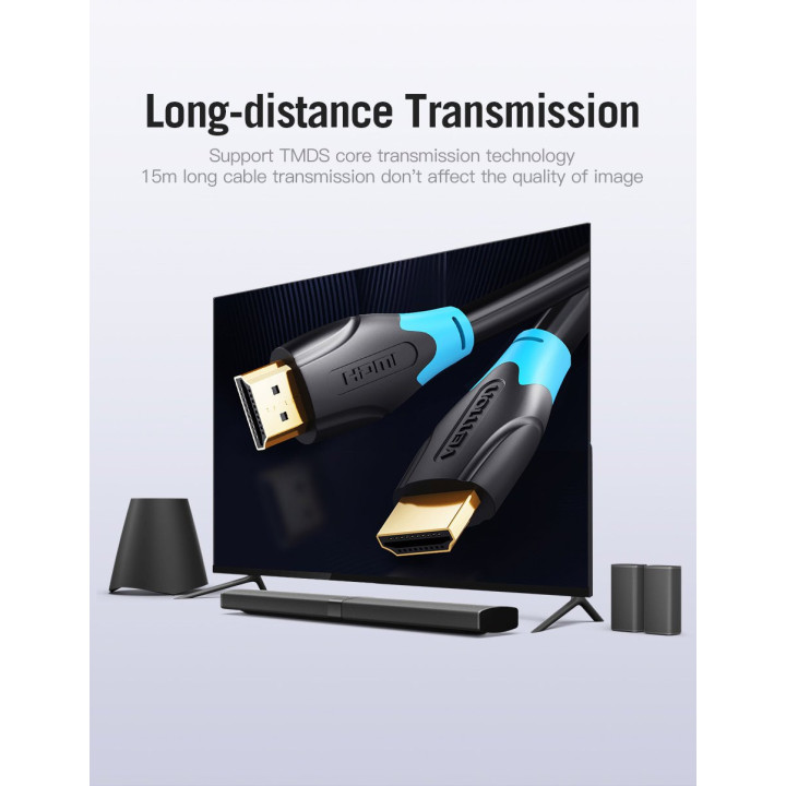 Кабел Vention HDMI v2.0 M / M 4K/60Hz Gold - 10M Black - AACBL