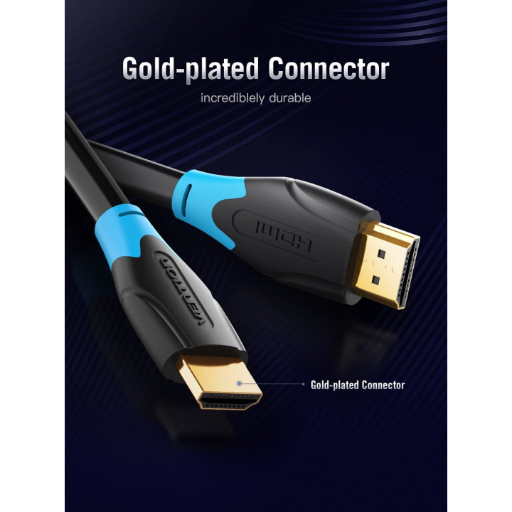 Кабел Vention HDMI v2.0 M / M 4K/60Hz Gold - 2M Black - AACBH