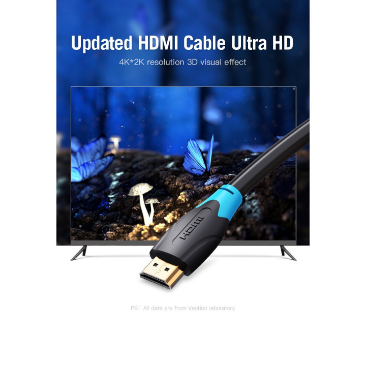 Кабел Vention HDMI v2.0 M / M 4K/60Hz Gold - 0.75M Black - AACBE