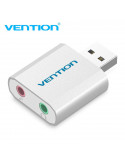 Външна звукова карта Vention USB за Headphones, Mic, Silver - VAB-S13