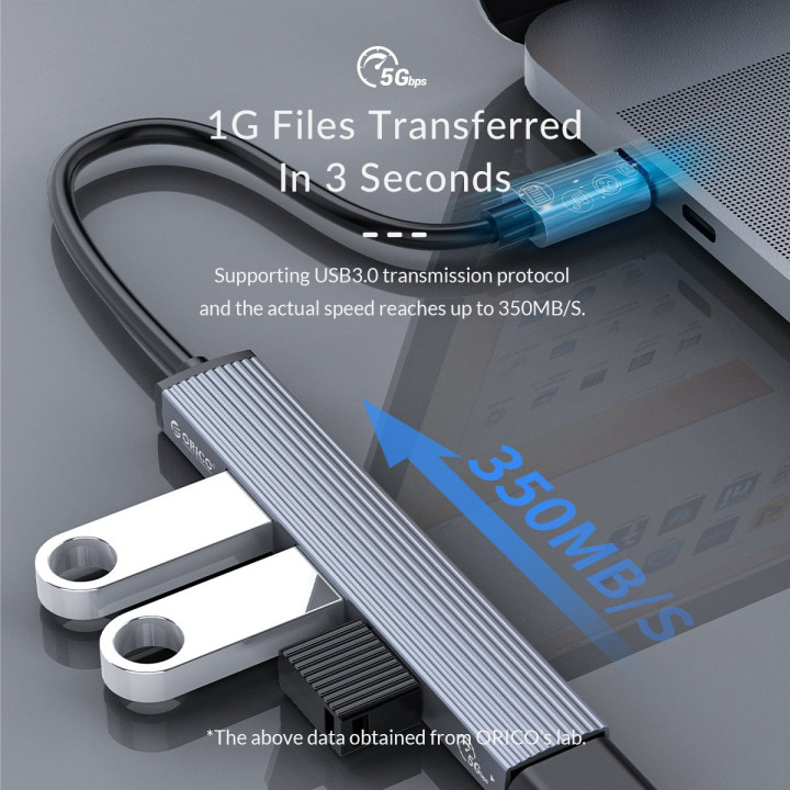Хъб Orico USB3.0/2.0 HUB 4 port - Type-C input - AH-13-GY