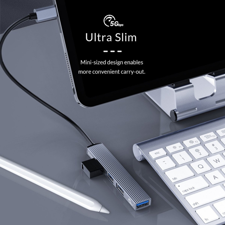 Хъб Orico USB3.0/2.0 HUB 4 port - Type-C input - AH-13-GY