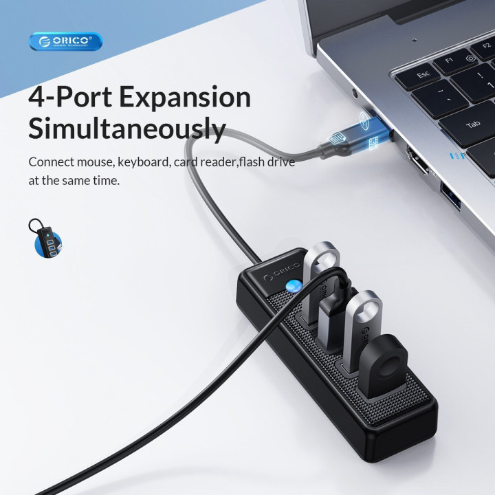 Хъб Orico HUB USB3.1 Type-C 4 port - 4 x USB3.0 Black - PW4U-C3-015-BK-EP