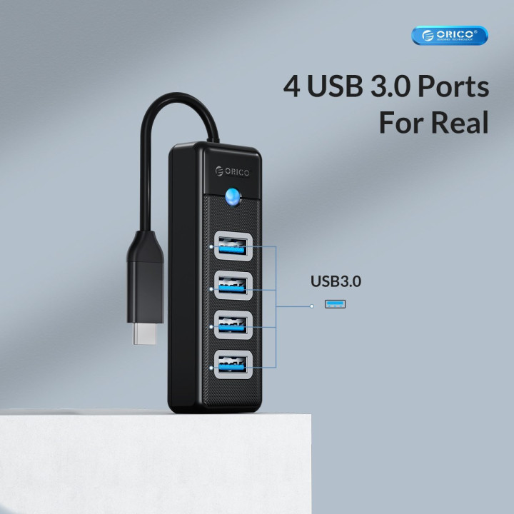Хъб Orico HUB USB3.1 Type-C 4 port - 4 x USB3.0 Black - PW4U-C3-015-BK-EP