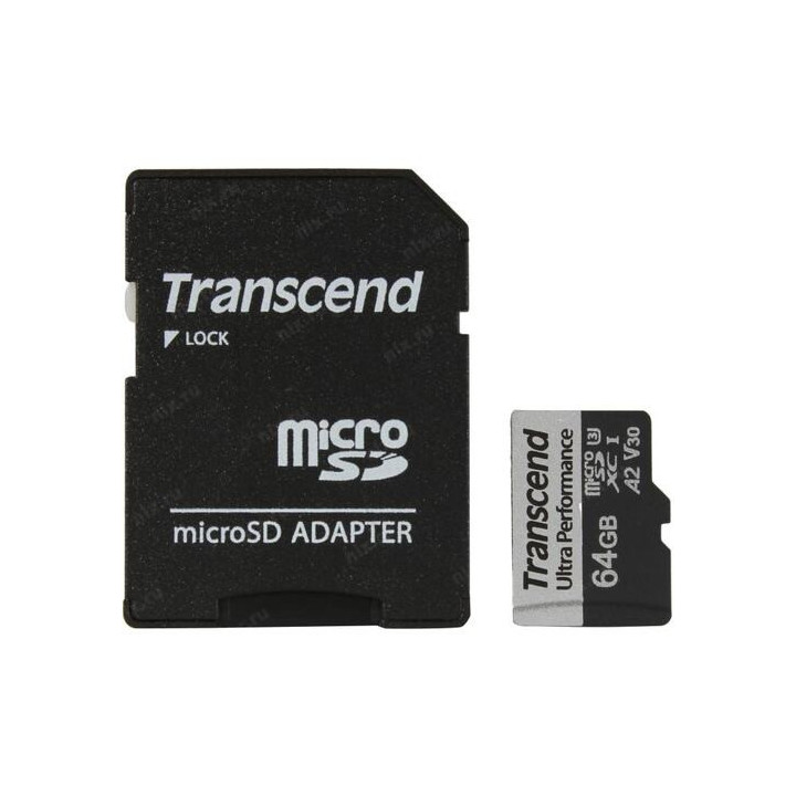 SD карта Transcend 64GB microSD with adapter UHS-I U3 A2 Ultra Performance - TS64GUSD340S