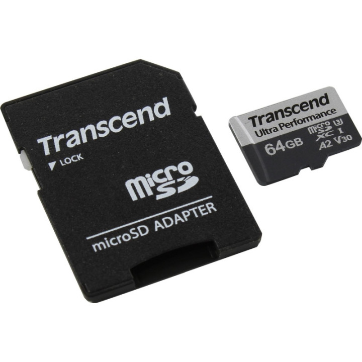 SD карта Transcend 64GB microSD with adapter UHS-I U3 A2 Ultra Performance - TS64GUSD340S