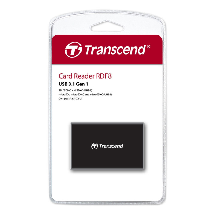 Четец на карти Transcend All-in-1 Multi Memory Card Reader, USB 3.0/3.1 Gen 1, Black - TS-RDF8K2