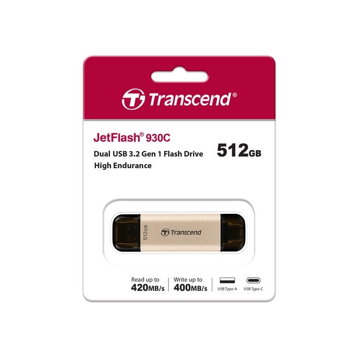 Флаш памет Transcend 512GB, USB3.2, Pen Drive, TLC, High Speed, Type-C - TS512GJF930C
