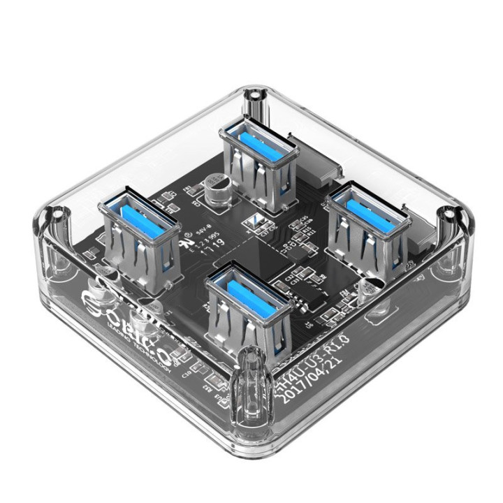 Хъб Orico USB3.0 HUB 4 port transparent, 1m cable - MH4U-U3-10-CR