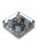Хъб Orico USB3.0 HUB 4 port transparent, 1m cable - MH4U-U3-10-CR