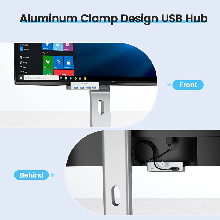 Хъб Orico USB 3.0 HUB Clip Type 4 port - aux Micro-USB power input, Aluminum - MH4PU-P-SV-BP
