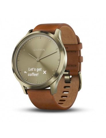 Смарт часовник Garmin vívomove™ HR Premium S/M, Gold Tone със светло кафява кожена каишка