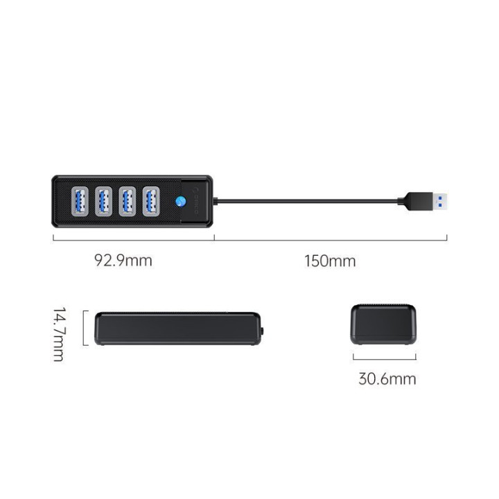 Хъб Orico HUB USB3.0 4 port Black - PW4U-U3-015-BK-EP