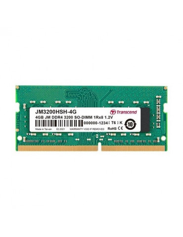 RAM памет Transcend 4GB JM DDR4 3200MHz CL22 1.2V, SODIMM - JM3200HSH-4G