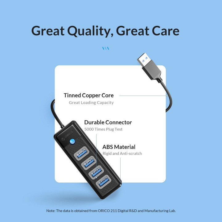 Хъб Orico HUB USB3.0 4 port Black - PW4U-U3-015-BK-EP