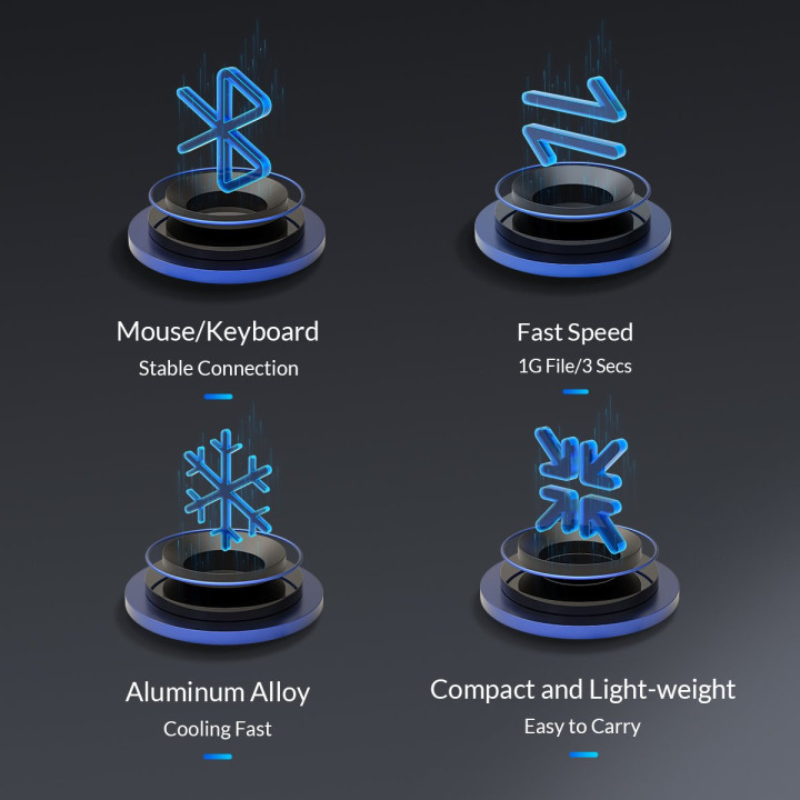 Хъб Orico USB3.0/2.0 HUB 4 port, Aluminum - AH-A13-GY-BP