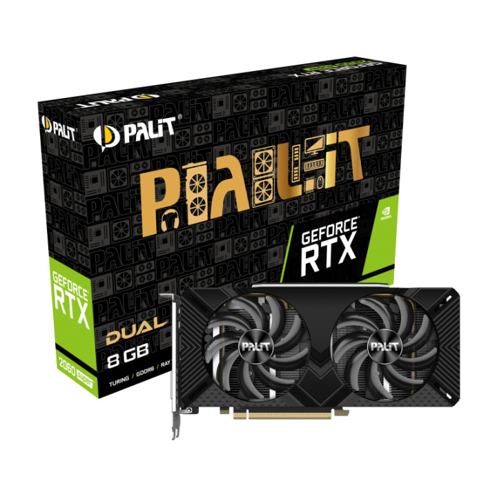Видео карта PALIT NVIDIA GeForce RTX 2060 SUPER Dual 8GB GDDR6 256bit, 1650MHz / 14Gbps, DP, HDMI, DVI - NE6206S018P2-1160A-1