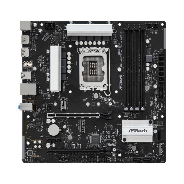 Дънна платка AsRock B660M Phantom Gaming 4, LGA1700,  4xDDR4, 2xM.2 PCIe, DP, HDMI, mATX