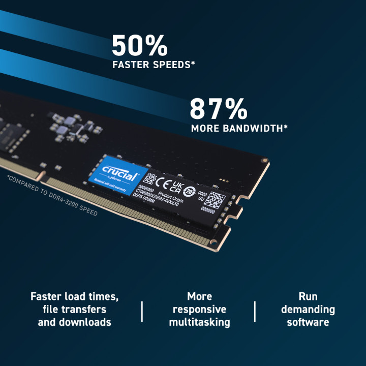 RAM памет Crusial 16GB DDR5 4800MHz CL40 16Gbit - CT16G48C40U5