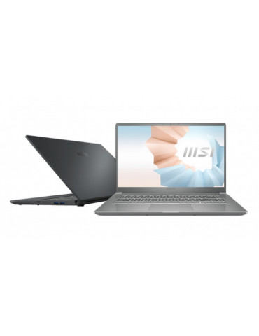 Лаптоп MSI Modern 15 A4M, AMD Ryzen 7 5700U, 15.6" FHD IPS, 8GB DDR4, 512GB SSD, Carbon Gray - 9S7-155L26-241