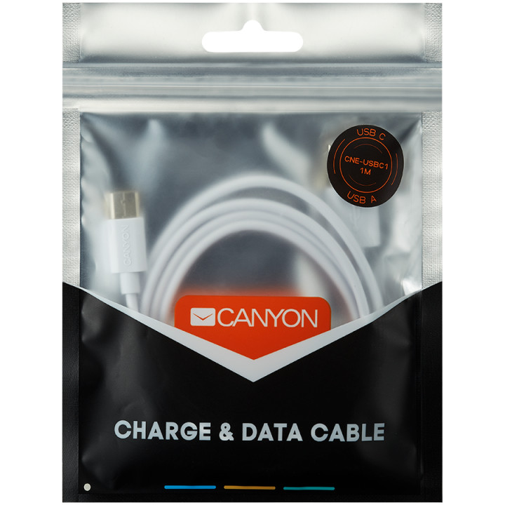 Кабел Canyon Type C USB, бял