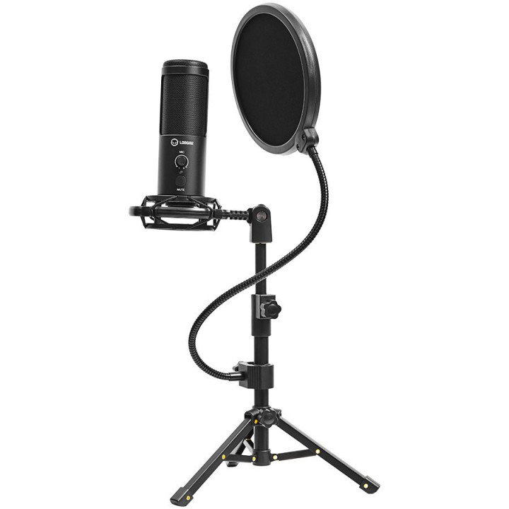 Микрофон LORGAR Gaming с pop филтър, USB, черен - LRG-CMT721