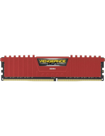 RAM памет Corsair 8GB DDR4, 2400MHz VENGEANCE LPX C16, Red - CMK8GX4M1A2400C16R