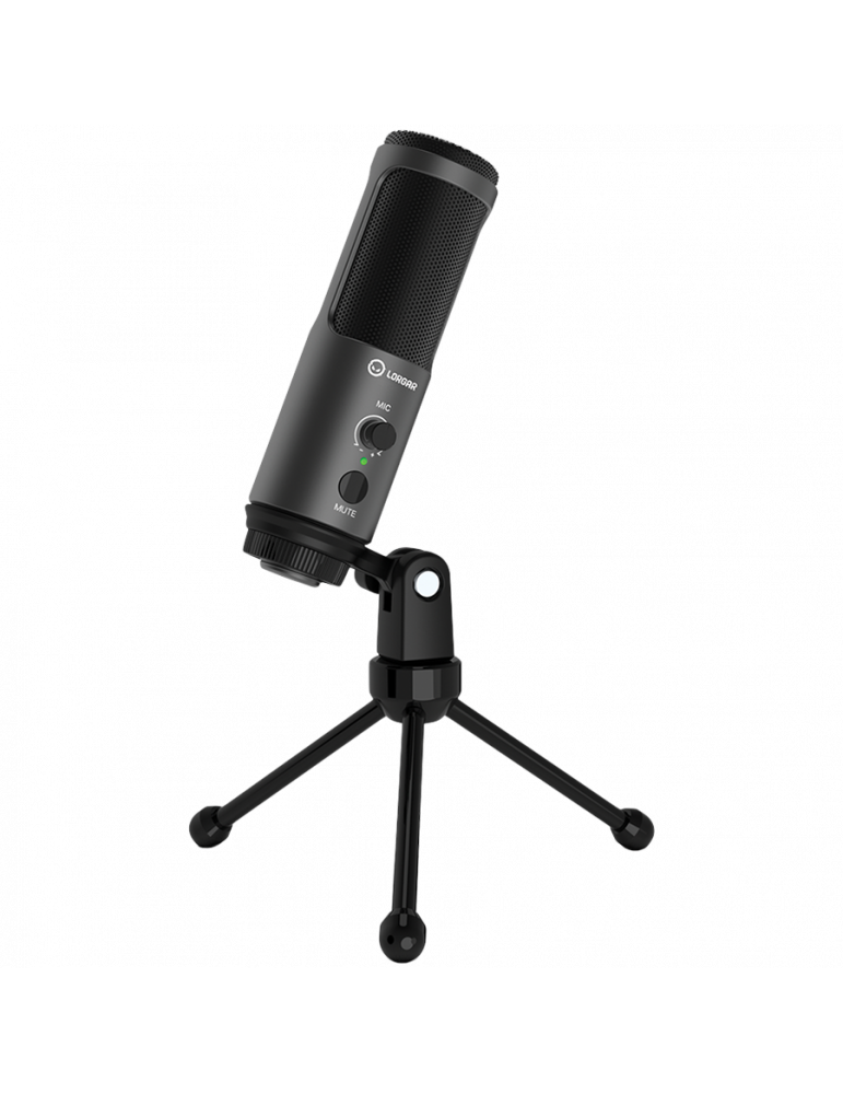 Микрофон Lorgar Voicer 521, USB-C, 2m, сензорен бутон за изключване, индикатор за състоянието на микрофона, черен - LRG-CMT521