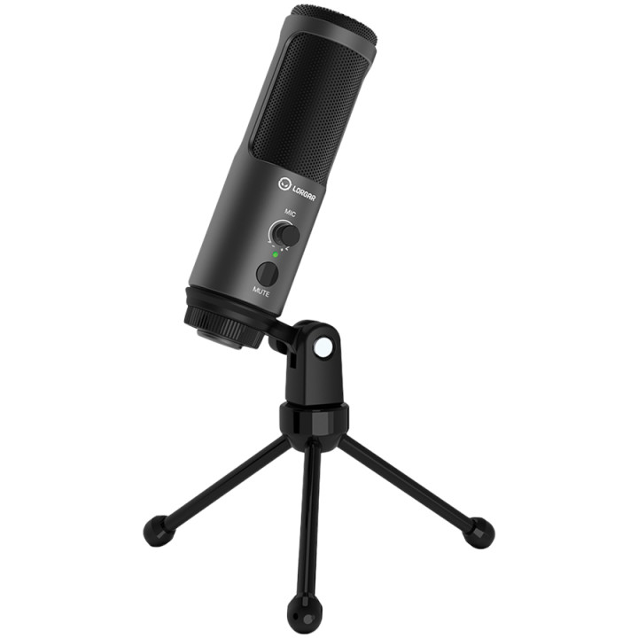 Микрофон Lorgar Voicer 521, USB-C, 2m, сензорен бутон за изключване, индикатор за състоянието на микрофона, черен - LRG-CMT521