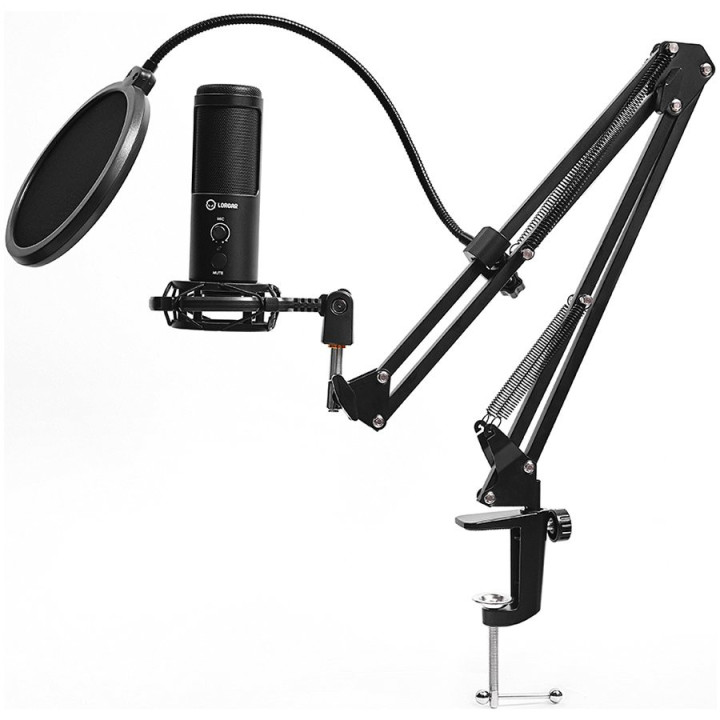 Микрофон Lorgar Voicer 931, LED indicator, 360° Rotation, черен - LRG-CMT931