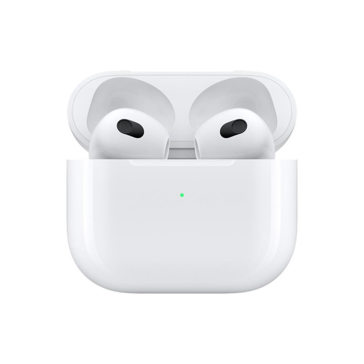 Bluetooth слушалки-тапи Apple AirPods 3, с докинг кутийка, Wireless, бял - APPLE-MME73ZM-A