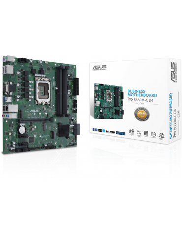 Дънна платка Asus PRO B660M-C D4-CSM, LGA1700, mATX, 4x DDR4, Dual M.2