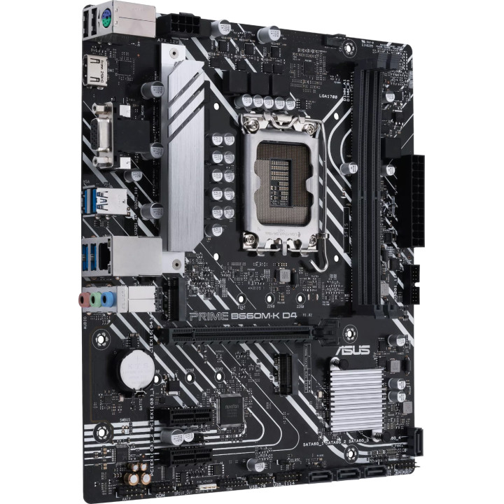 Дънна платка Asus PRIME B660M-K D4, LGA1700, mATX, 2x DDR4, 2x M.2, Aura Sync RGB