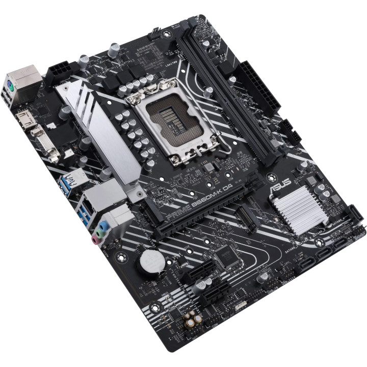 Дънна платка Asus PRIME B660M-K D4, LGA1700, mATX, 2x DDR4, 2x M.2, Aura Sync RGB