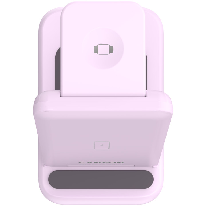 Безжично зарядно Canyon WS-304 Foldable 3in1, Iced Pink - CNS-WCS304IP