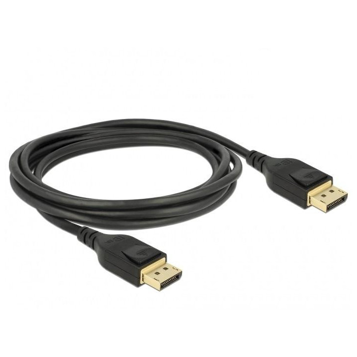 Кабел Delock 85660, DisplayPort мъжко - DisplayPort мъжко, 2.0м, 8K 60 Hz, Черен