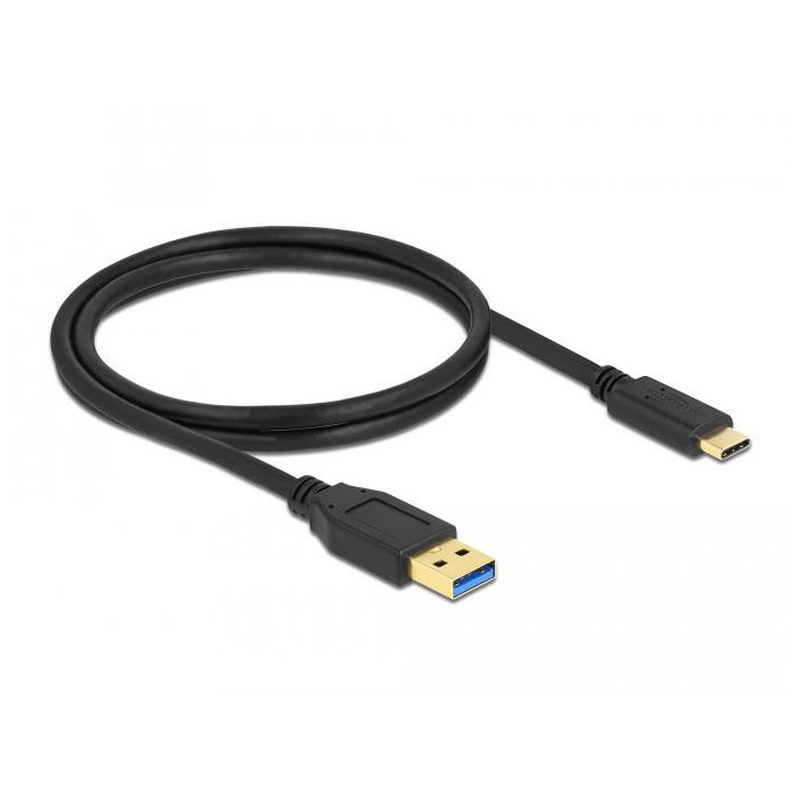 Кабел Delock SuperSpeed, USB-A мъжко - USB-C мъжко, (USB 3.2 Gen 2), 10 Gbps, 1 м, Черен